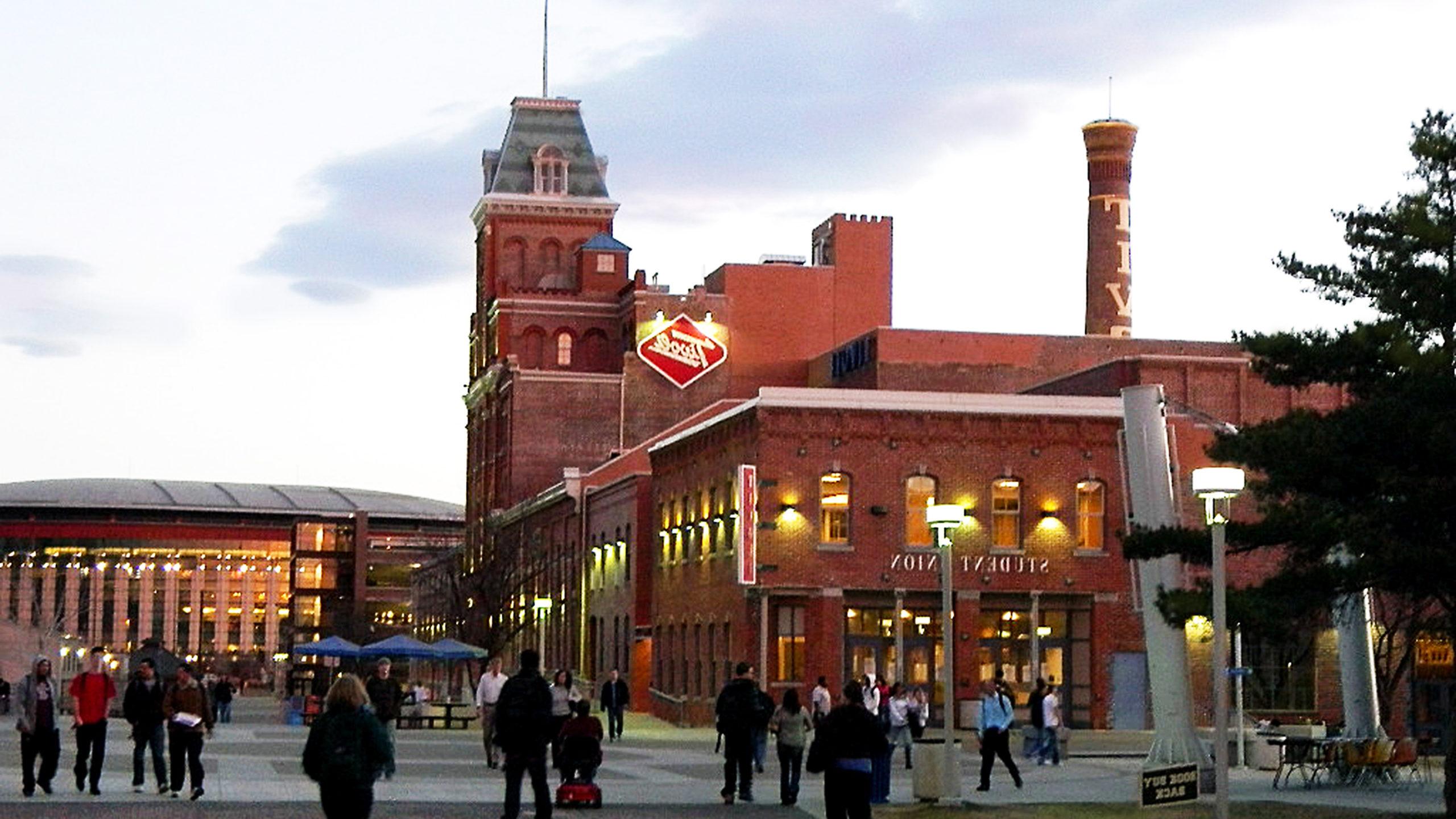 photo of students walking in front of Tivoli building on campus